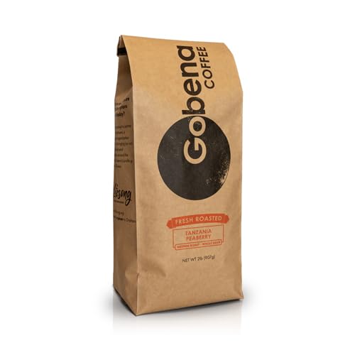 Gobena Coffee 2lb Tanzanian Peaberry Whole Bean Medium Roast, 32 oz, Bulk