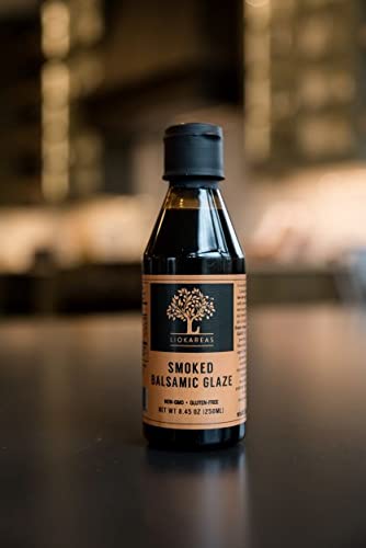 8.45oz Liokareas Greek Smoked Balsamic Glaze - Organic - NonGMO - - Made from Grapes Grown In Greece - NO ADDED SUGARS
