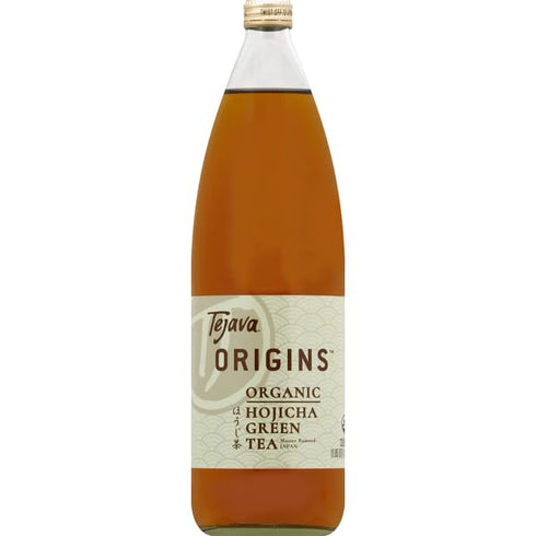 12 Pack, 1 Tejava Origins Hojicha Green Iced Tea, Liter Glass Bottles, Unsweetened, USDA Organic, Non-GMO, Kosher, No