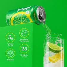 KD Chocolates 4 pack, 12 oz Lemon Lime Poppii Prebiotic Soda - fl can
