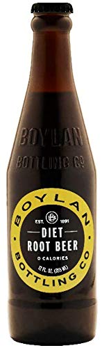 12 oz (Pack 6) Boylan Bottling Pure Cane Sugar Soda Pop, Diet Root Beer, Glass Bottles