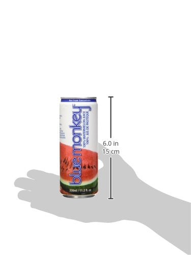 100% 11.2oz (330ml) 12-Pack Blue Monkey Pure Watermelon Juice - No Sugar Added, Not from Concentrate - Halal Certified