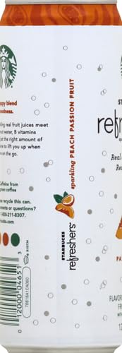 12 oz Starbucks Refreshers Peach Passion Fruit Sparkling Juice Blend, Can