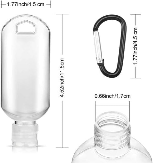 Weicoca 3Pcs 2oz/50ml Transparent Portable Hot Sauce Keychain Bottles, Refillable Travel Size Hot Sauce Keychain
