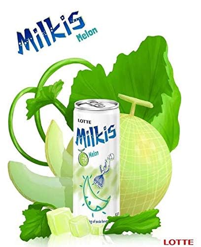 Lotte 8.45 Oz (Pack 6) Milkis Soda Beverage, Melon and milk Fl