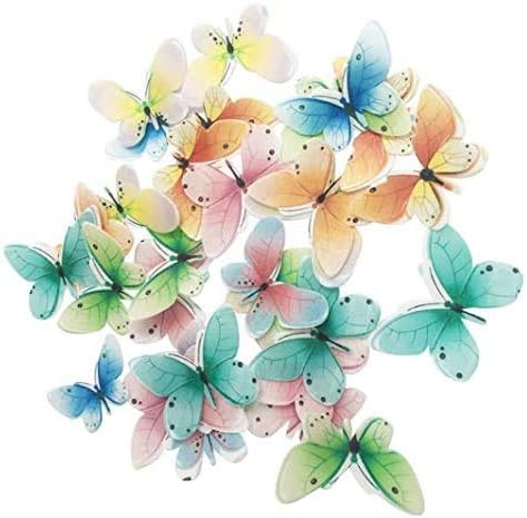 Set of 30 Edible Butterfly Cupcake Toppers, Wedding Cake Birthday Party Food Decoration Mixed Size & Colour