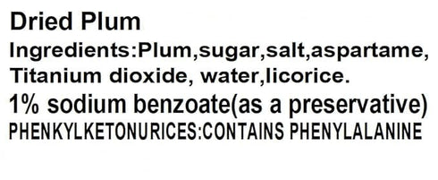 Dried Plum Salty and Sour Snack, Preserved Fruit 6oz ??