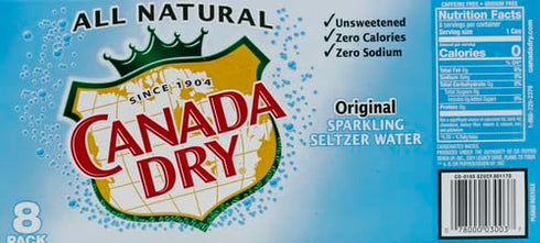 12 8 Count Canada Dry Original Sparkling Seltzer Water, Fluid Ounce Can