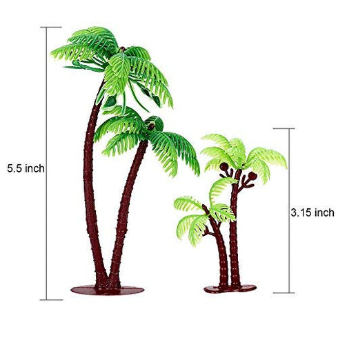 16 Jovitec Pcs Plastic Green Palm Tree Coconuts Cupcake Topper Scale Scenery Miniature Palm Tree Figurines Micro