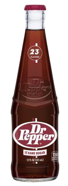 12 Oz (Pack 6, 72 Oz) Dr Pepper Real Sugar Soda Glass Bottle of Total