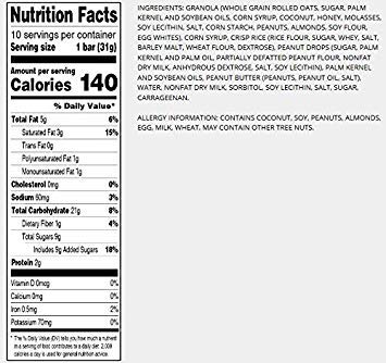 20 Count Sunbelt Bakery Peanut Butter Chip Chewy Granola Bars