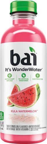 18 (Pack 4) Bai Flavored Water, Kula Watermelon, Antioxidant Infused Drinks, Fluid Ounce
