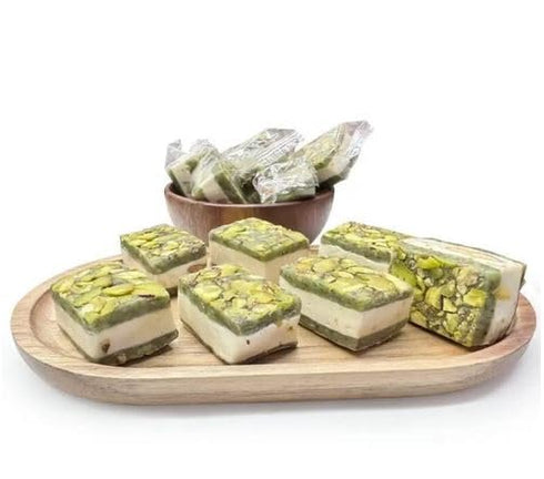 5 NY Spice Shop Nougat Pistachios Square - Pound Middle Eastern Sweet Confection - Chewy Nougat with Roasted Pistachios
