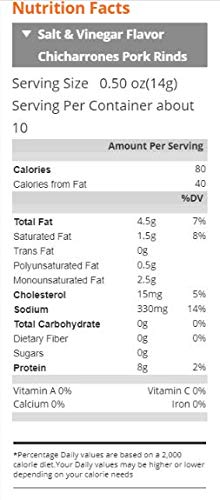 Clementine Creek (Pack 5) 5oz HEB Chicharrones Pork Rinds SALT & VINEGAR Flavor of | Keto Snacks, Low Carb, High
