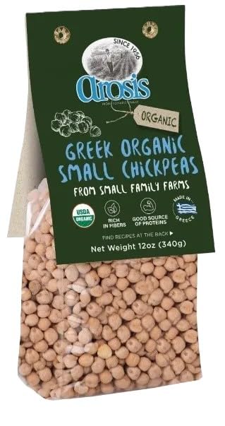Arosis Asoris Greek Organic Small Chickpeas 12oz - Rich in Fibers, Good Source