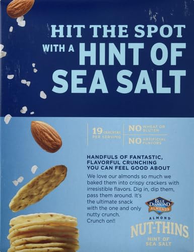 4.25 Oz (Pack 2) Blue Diamond Almonds Nut Thins Gluten Free Cracker Crisps, Hint of Sea Salt, Boxes