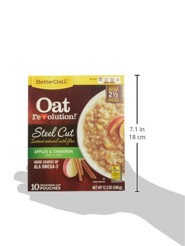 Better Oats 12.3 Post Steel Cut Instant Oatmeal, whole grain, Apples and Cinnamon flavor, Ounce