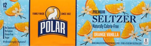 12 oz 12 pack Polar Seltzer Water Orange Vanilla, fl cans