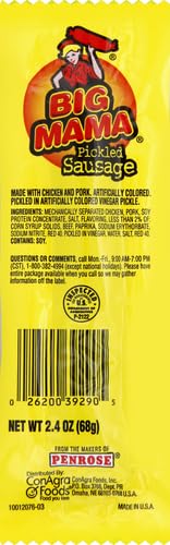 Penrose 2.4 oz (Pack 2) Big Mama Pickled Sausages, Keto Friendly