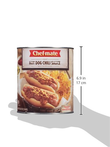 6 lb 12 oz (#10 (Pack 2) Chef-mate Hot Dog Canned Chili Sauce with Meat, Ready to Eat, Can Bulk)