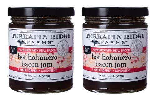 Terrapin Ridge Farms Hot Habanero Bacon Jam, Spicy Gourmet Spread Two 10.5