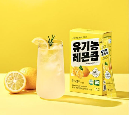 Packets 100% Packets 14 Count (9.87 oz, 280g), 1 Packet DAJEONGHEON Organic Lemon Juice Stick - Pure Cold-Pressed NFC
