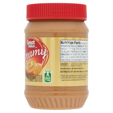 Great Value 18 oz Creamy Peanut Butter