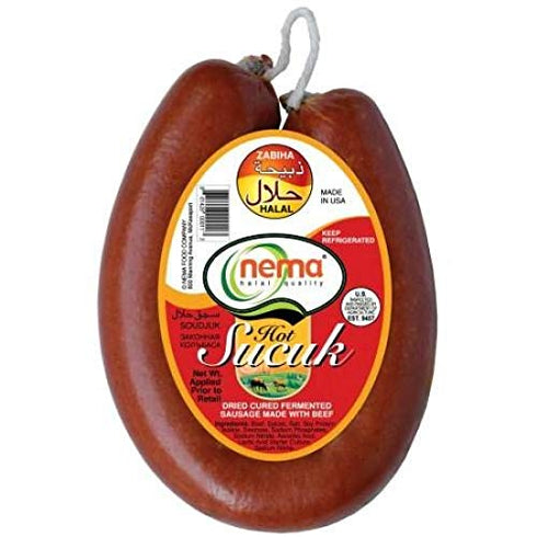 Nema Halal Zabihah Beef Sucuk, Fermented & Cured Sausage made with Beef (Hot)
