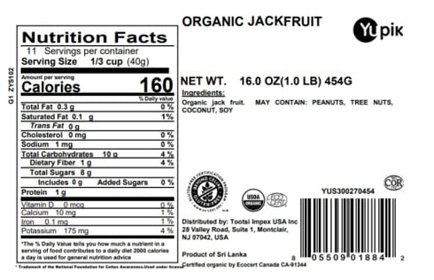 1 lb (16 oz), Yupik Organic Jackfruit, Soft & Chewy Dried Fruit, Vegan, GMO-Free, Gluten-Free, Kosher, Healthy Snacks