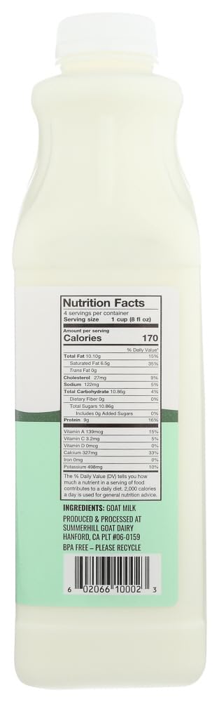 Summerhill 32 Oz Dairy, Goat Milk Pasteurized, Fl