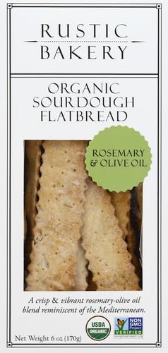 6 Rustic Bakery, Flatbread Rosemary Olive Oil Organic, Ounce