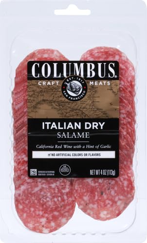 4 Oz Columbus Sliced Dry Italian Salame, Salami Deli Meat For Sandwiches, Charcuterie, And Snacks