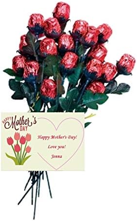 FavorOnline One Dozen Mother's Day Chocolate Rose Bouquet with Personalized Gift Card -