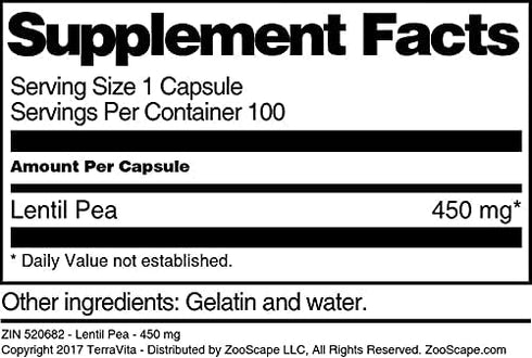 Terravita 450 (100 520682) Lentil Pea - mg Capsules, ZIN: