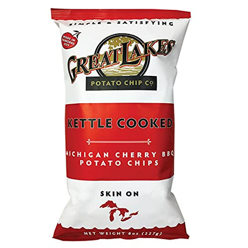 Great Lakes Michigan Cherry BBQ Kettle Cooked Potato Chips, 8 oz. Bags