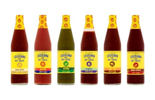 Louisiana Brand Hot Sauce Variety Pack with 6 Flavors including Garlic Lovers, Original,