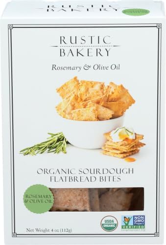 Rustic Bakery Gourmet Handmade Flatbread Bites Rosemary & Olive Oil 4 oz.