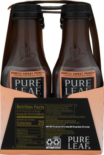 16.9oz (6 Pack) Pure Leaf Lower Sugar, Subtly Sweet Peach, Bottles