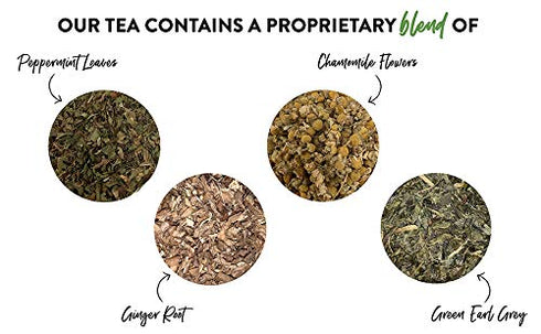 Calming Blends Morning Comfort Tea | Organic Ginger Root, Chamomile, Peppermint, Green Earl Grey, 36 cups