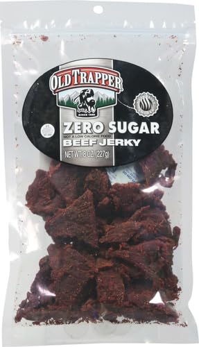 Package, 14 70 (Pack (Pack 2) Old Trapper Zero Sugar Beef Jerky, Eight-Ounce Individual Natural Wood Smoked