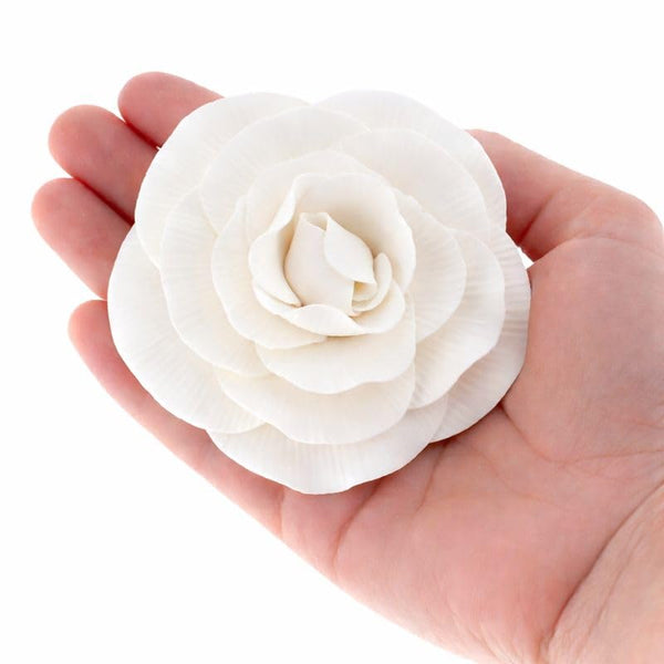 Global Sugar Art Peony Rose Sugar Cake Flowers, White, 4 Count by