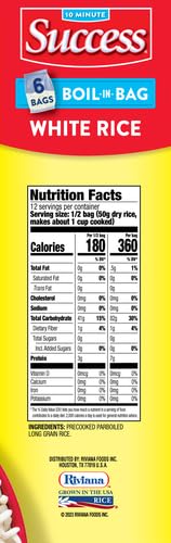 21-Ounce Success Boil-in-Bag Rice, White Rice, Quick and Easy Rice Meals, Box