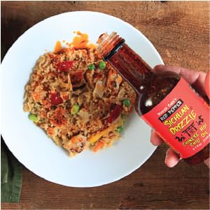 Sichuan Drizzle Chinese Chili Oil - Premium EVOO, Toasted Sesame Oil, Hot Chili Flakes, Vegan, Gluten-Free
