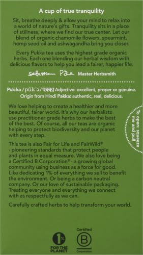 20 Pukka Organic Peace Herbal Tea with Spearmint, Ashwagandha, and Hemp Seed Oil, Caffeine Free, Total Tea Bags