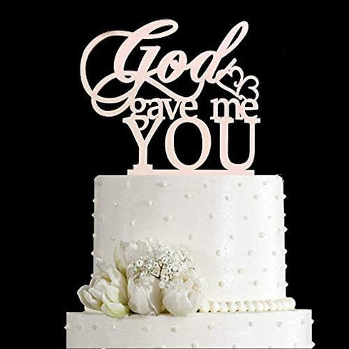 God Gave Me You Wedding Cake Topper, Mirror Rose Gold Acrylic for Wedding Engagement Decorations