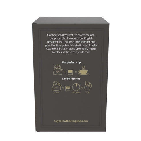 50 Count (Pack 1), 50 Taylors of Harrogate Scottish Breakfast Black Tea Individually Wrapped Bags, of Strong, Malty