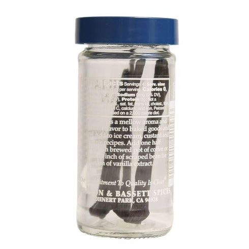 Bassett 0.2 oz Morton & Vanilla Bean, Non-GMO, Salt-Free, Whole Bean for Baking, Custards & Gourmet Desserts