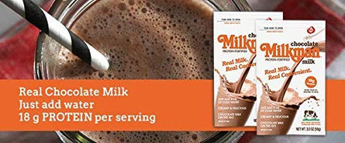 MILKMAN Chocolate Milk Powder - 1 Serving / 8 Oz (2 Pack) - Real Milk, 18g Protein, Shelf Stable, Kosher, Made in USA