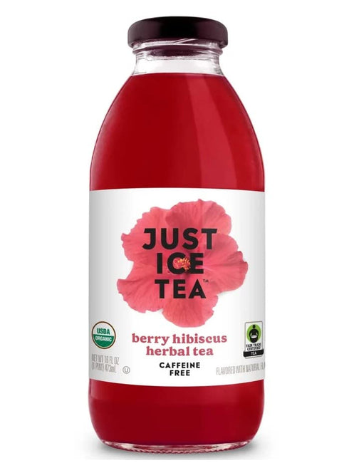 16 Oz Pack 12) Just Ice Tea Organic Iced Tea, Fl Glass Bottles (Berry Hibiscus Herbal Tea