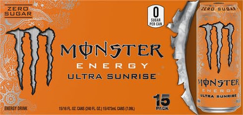 16 Oz Pack 15 Monster Energy Ultra Sunrise, Sugar Free Energy Drink, Fl |